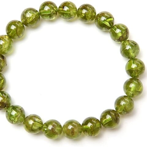 Lab Certified AAA Grade Natural Peridot Bracelet 8mm Strechable Original Real Crystal Bracelet For Good Luck & Manifestation For Men & Women