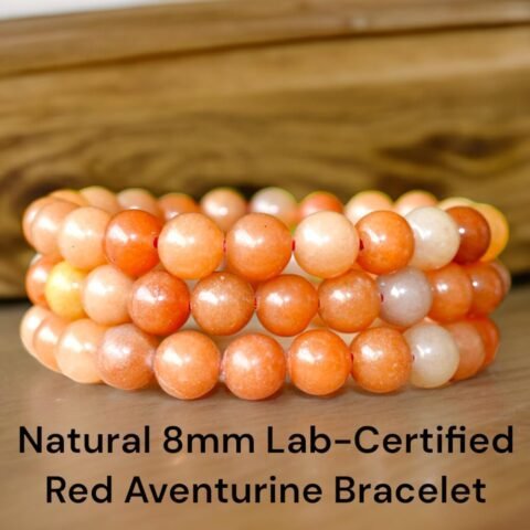Natural Red Aventurine Bracelet Lab Certified AAA Grade 8mm Stretchable Original Real Crystal Bracelet For Sacral Chakra, Peace, Manifestation & Meditation For Men & Women