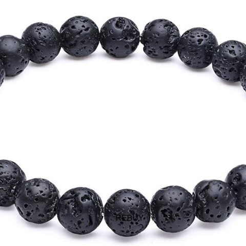 Gemstone Lab Certified Natural Lava Semi Precious, Stone Bracelet, Crystal Stone 8mm Beads Bracelet Round Shape for Reiki Healing and Crystal Healing Chakra Stones
