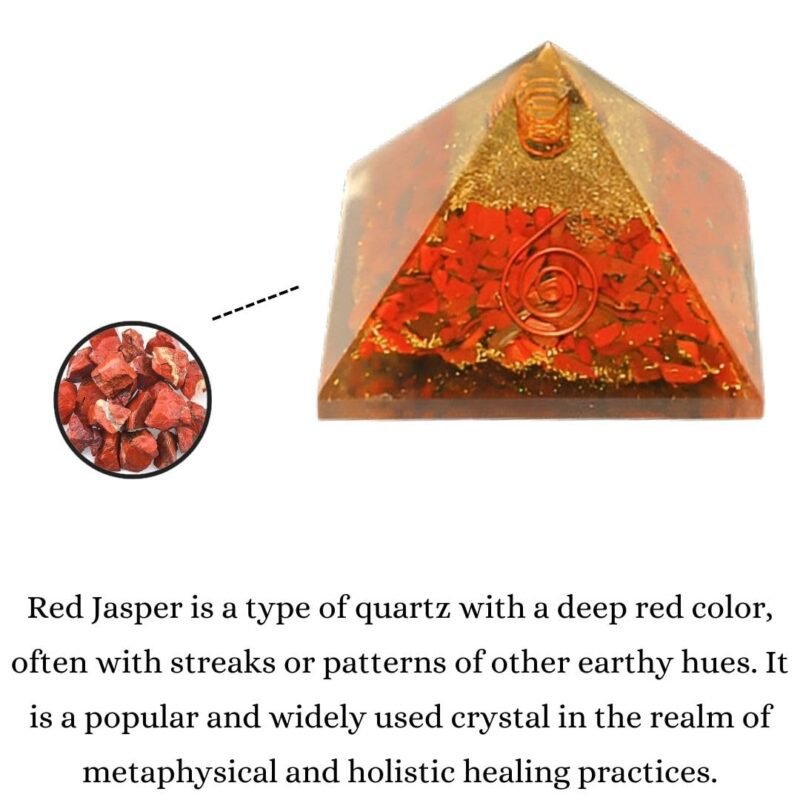 Natural Red Jasper Orgone Pyramid Vastu for Home Study Table Office Desk Reiki Feng Shui Reiki Symbol Crystal Showpieces for Home Decor Education Gifts