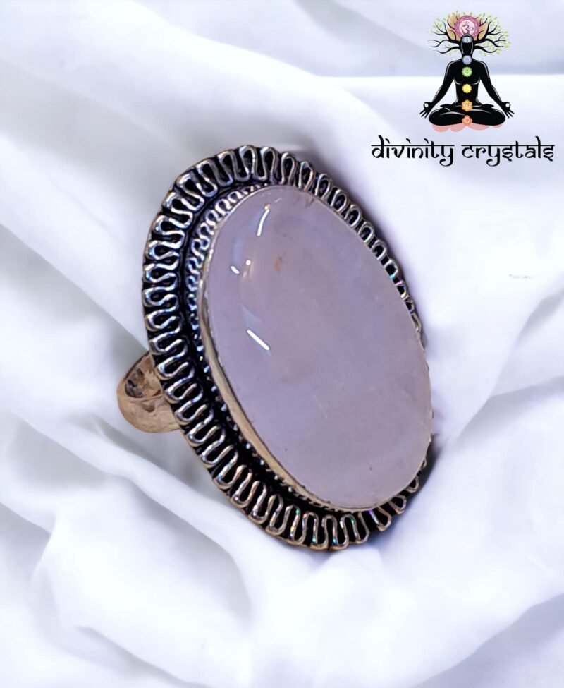 Divine Certified Rose Quartz Crystal Ring for Abundance, Prosperity, Self Love, Wealth and Protection - Image 2