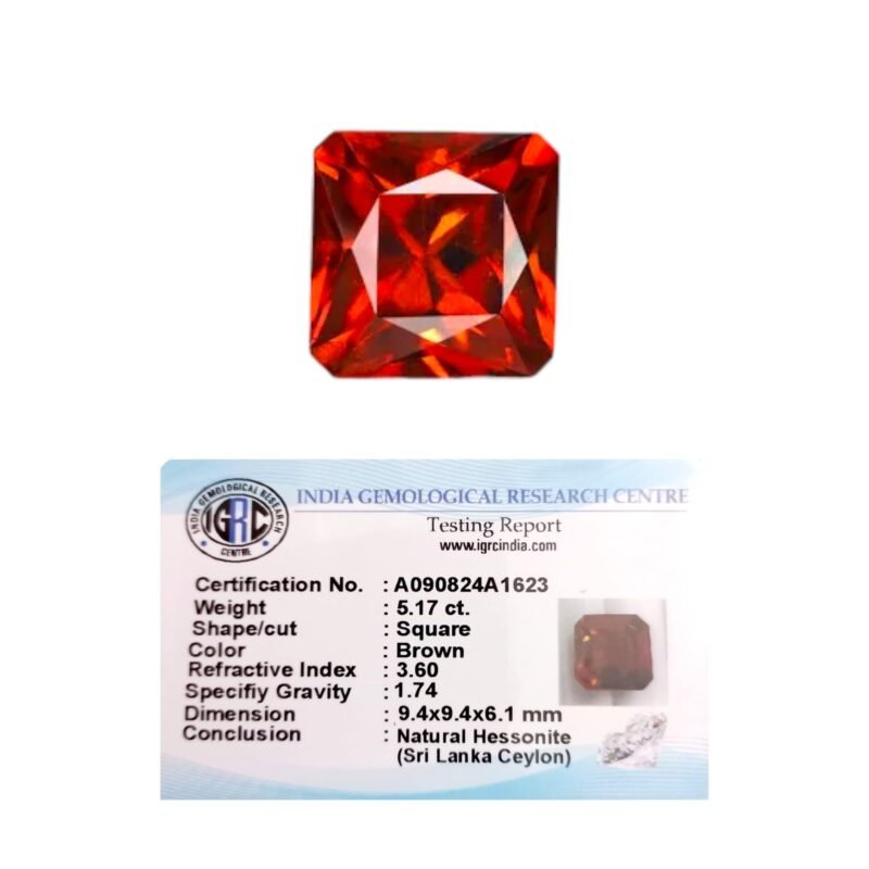 Natural Ceylon Srilankan Hessonite Gemstone Premium Original Certified Gomed/Gomedhak Gem approx 6 carat For Rahu, Protection, Peace, & Ring Jewelry For Men & Women