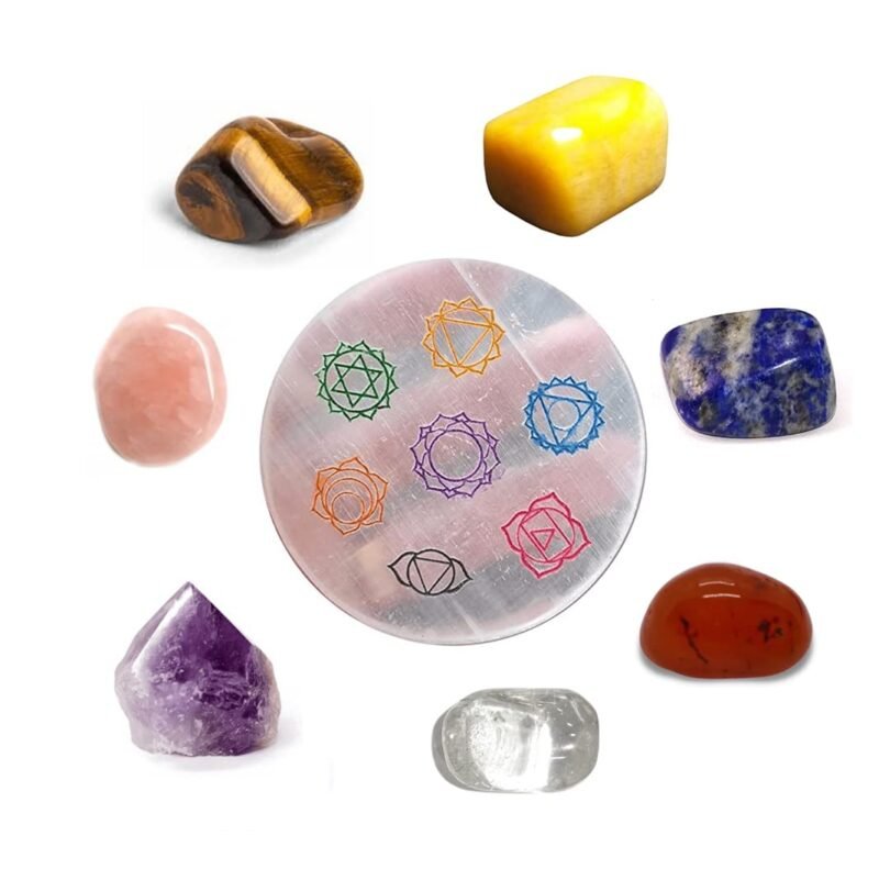 7 Chakra Healing Stone Set With Chakra Selenite Charging Disc-Aaa Grade Meditation&Healing Kit