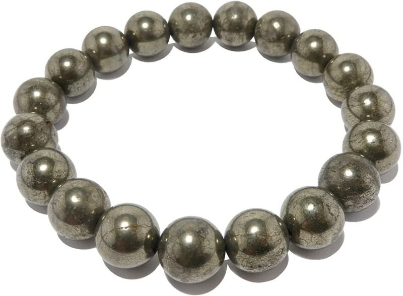 Unisex-Adult Pyrtie Stone Certified Round Beads 6 Mm Bracelet For Will Power Manifestation And Financial Abundance