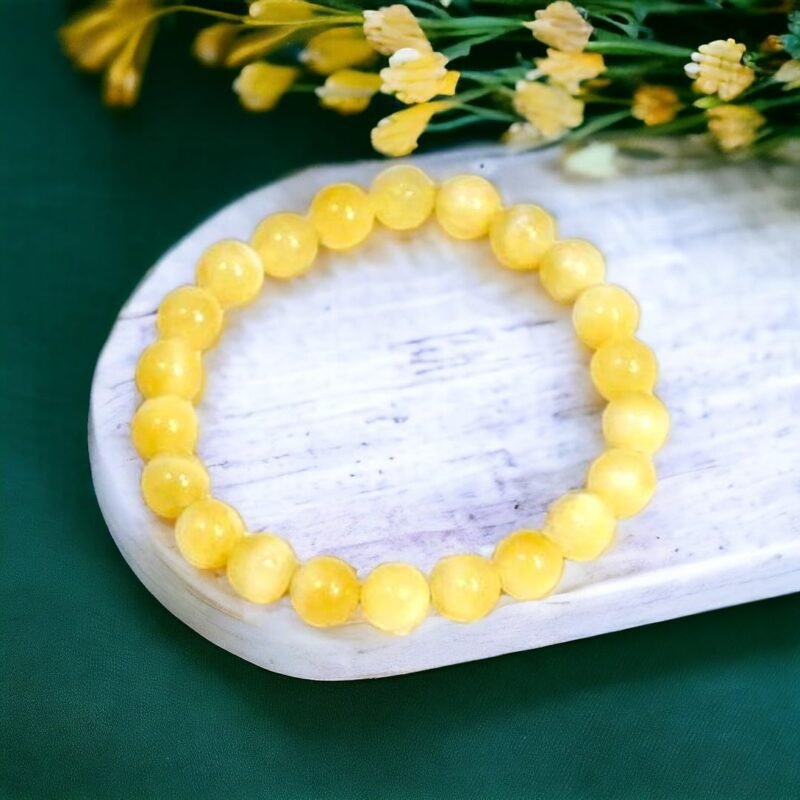 Natural Yellow Calcite Bracelet Lab Certified AAA Grade 8mm Stretchable Original Real Crystal Bracelet For Solar Plexus Chakra, Positivity and Abundance