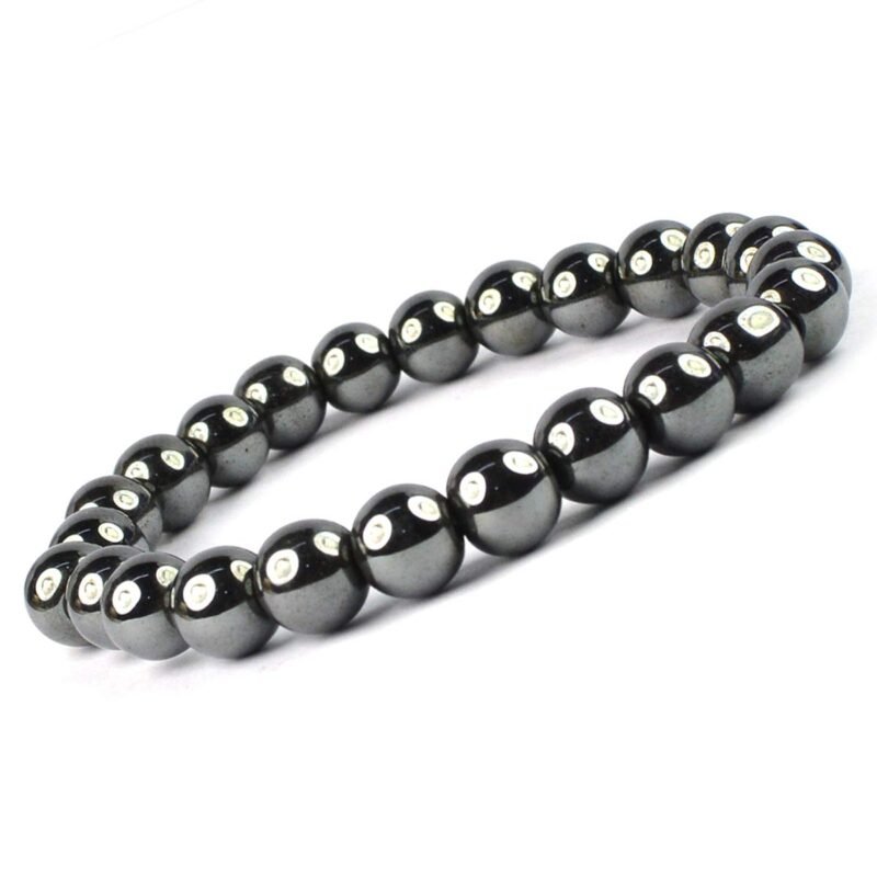 Balance Chakras with Natural Crystal Certified healing bracelets. Stretchable - 8MM beads Bracelets for men & women.(Hematite Bracelet)