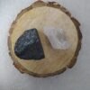 Hematite and Clear Quartz AAA Grade Raw Natural Crystal Combo with Wooden Natural Bark Coaster for Healing, Meditation and Manifestation