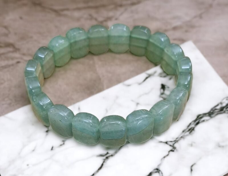 Divinity Crystals Pure Green Aventurine Flat Faceted Certified 10 mm Unisex Bracelet for Abundance, Prosperity, Self Love, Wealth and Protection