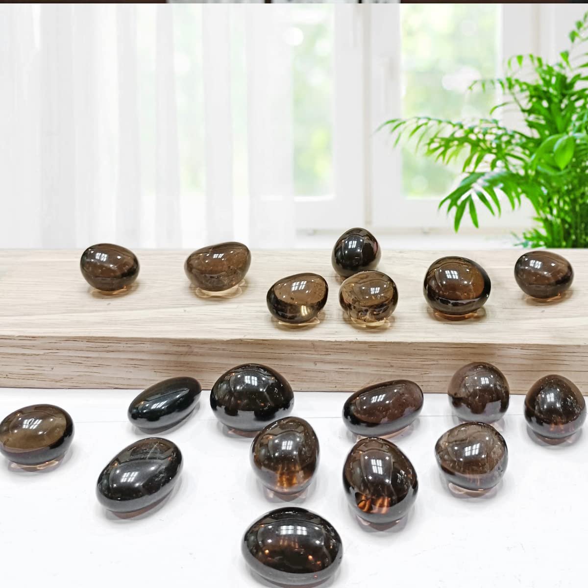 Divinity Healing Crystals Natural Tumble Stone Crystal Tumble Stone Crystals Gemstones Tumbled Pebble Stones for Reiki Healing ( Smokey Quartz Tumbled Stone ) Value Pack Of 2