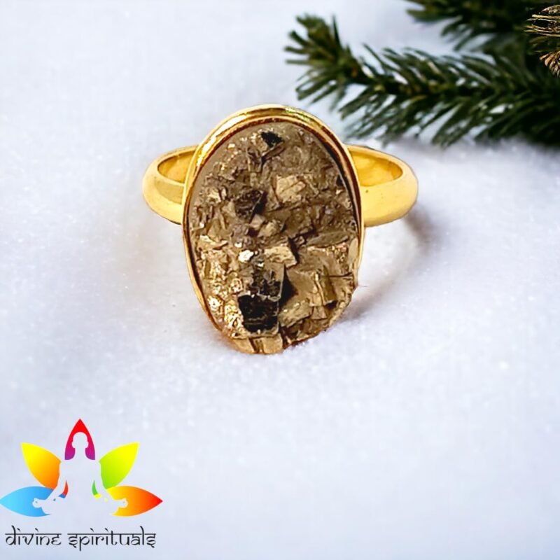 Lab Certified AAA Grade Natural Pyrite Panchdhatu Ring Adjustable Ring Original Pyrite Crystal Money Magnet For Abundance, Prosperity & Manifestation For Men & Women
