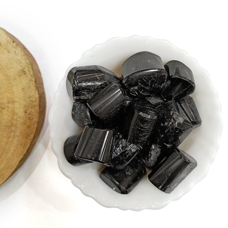 Divine Spirituals Natural Tumble Stone Crystal Tumble Stone Crystals Gemstones Tumbled Pebble Stones for Reiki Healing - Set of 2 -Black Tourmaline Stone