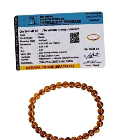 Divine Spirituals Natural Citrine Pure Certified Unisex 6 mm Band Bracelet Super AAA Quality for Healing Meditation Success and Abundance