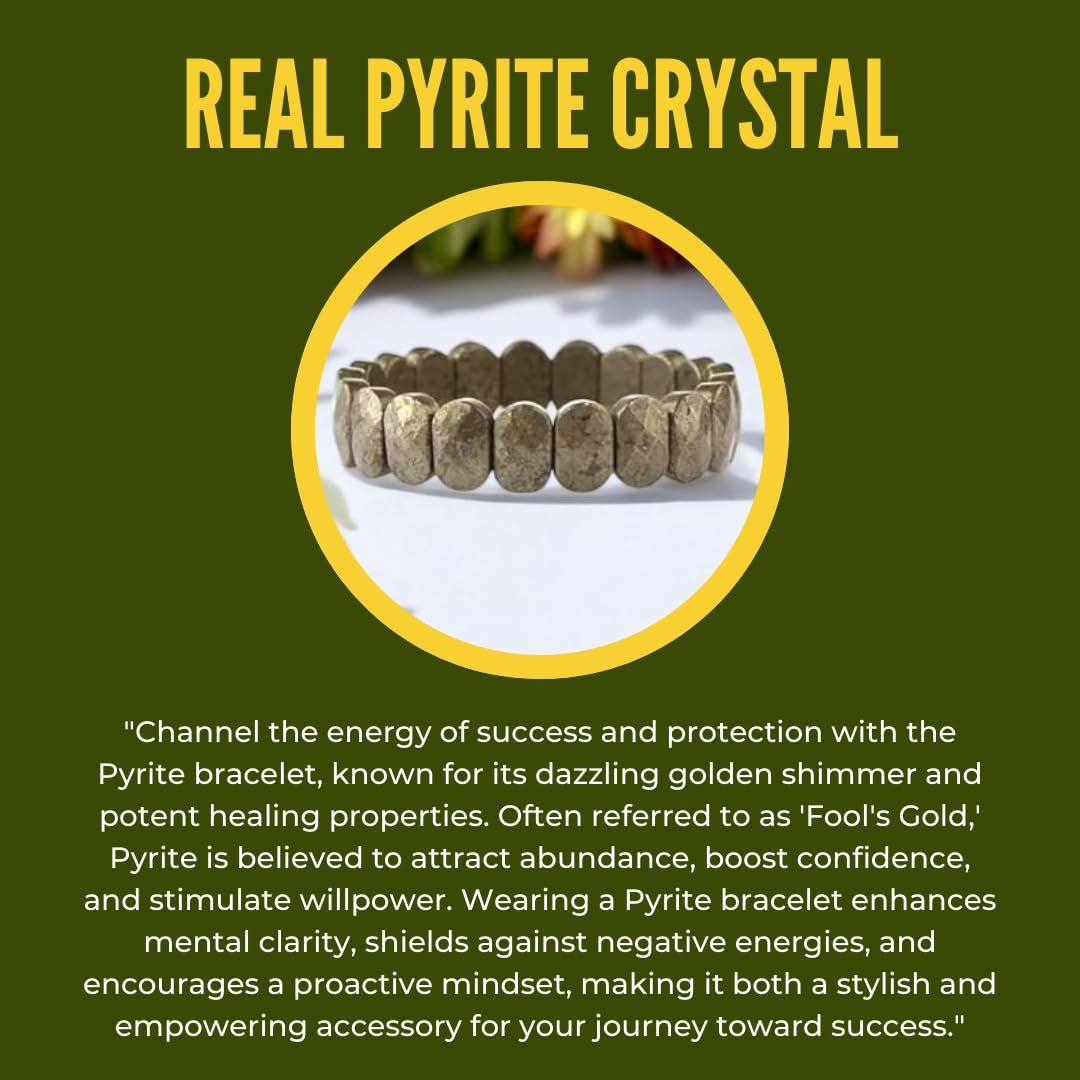 Natural Pyrite Bracelet AAA Grade Lab-Certified Original Stretchable Unisex 10mm Flat Faceted Bracelet For Prosperity, Abundance & Manifestation