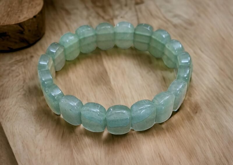 Divinity Crystals Pure Green Aventurine Flat Faceted Certified 10 mm Unisex Bracelet for Abundance, Prosperity, Self Love, Wealth and Protection