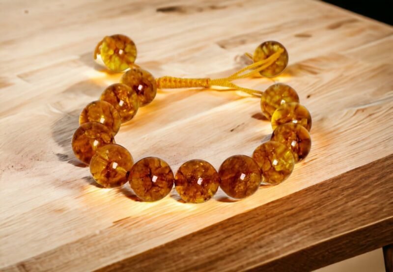 Divinity Healing Crystals Natural Citrine Pure Certified 14 mm Adjustable Thread Unisex Bracelet Super AAA Quality for Healing Meditation Success and Abundance