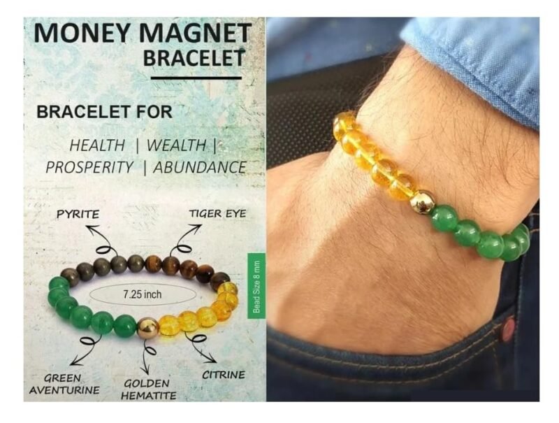 Divinity Certified Crystal 8mm Beads Unisex Money Magnet Bracelet for Prosperity and Abundance