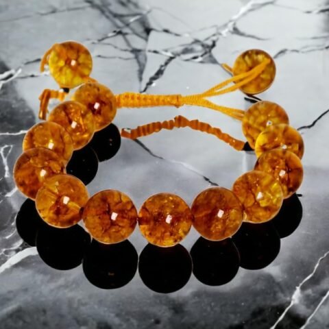 Divinity Healing Crystals Natural Citrine Pure Certified 14 mm Adjustable Thread Unisex Bracelet Super AAA Quality for Healing Meditation Success and Abundance