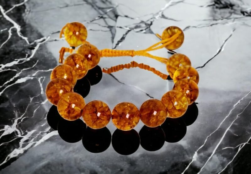 Divinity Healing Crystals Natural Citrine Pure Certified 14 mm Adjustable Thread Unisex Bracelet Super AAA Quality for Healing Meditation Success and Abundance