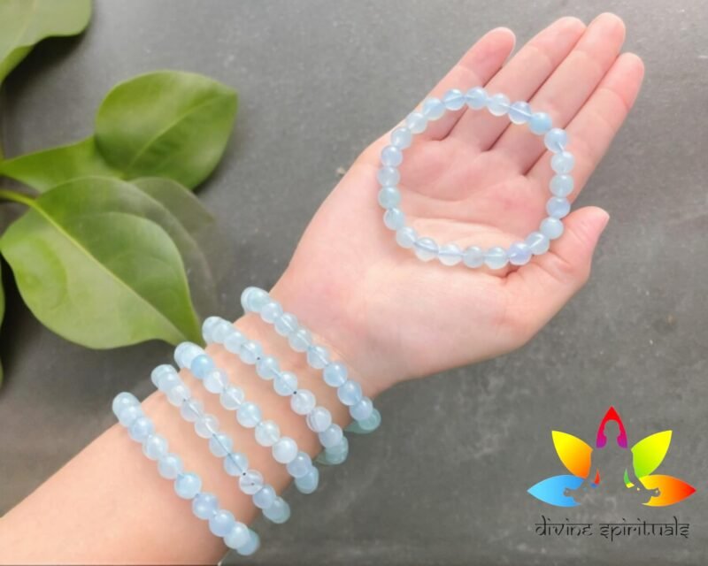 Natural Blue Aquamarine Bracelet Lab-Certified AAA Grade 8mm Stretchable Original Unisex Bracelet For Throat Chakra, Communication, Spiritual Growth & Meditation - Image 5