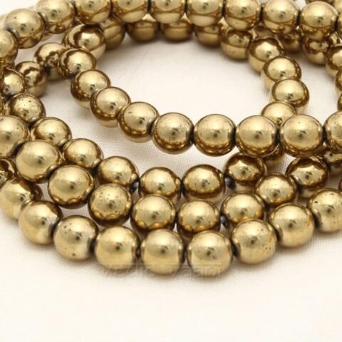 Divine Golden Pyrite Jaap Mala 108 - 8 mm Beads for Prosperitiy Wealth Willpower and Financial Abundance with 1 Palo Santo Smude and 1 California White Sage Smudge Stick