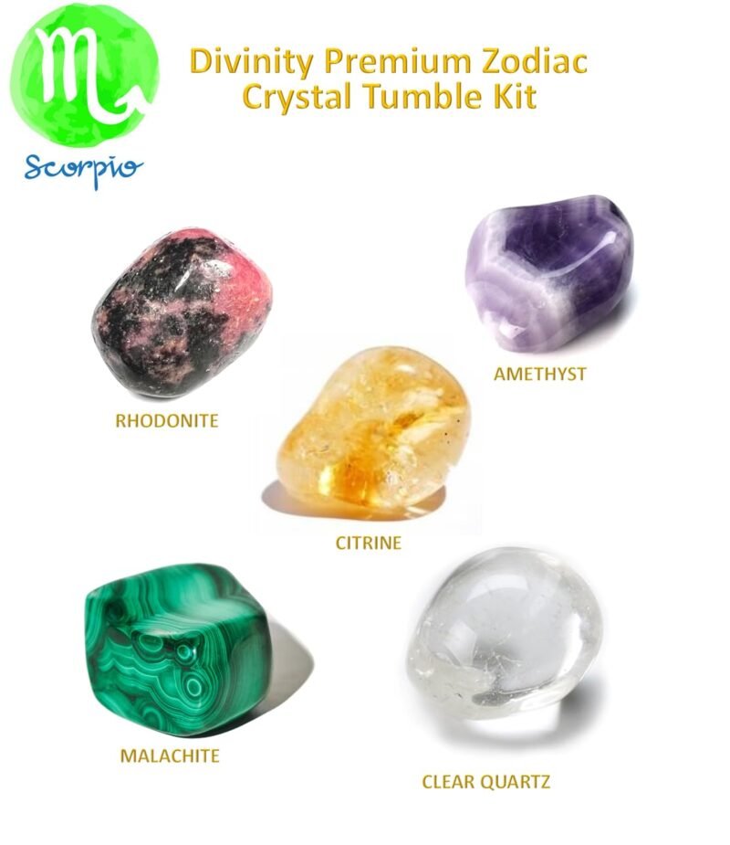 Zodiac Natural Crystal Tumble Set Scorpio Zodiac Sun Sign Premium Birthstone Gemstone Tumble Crystal Kit for Healing Meditation Financial Abundance and Good Luck - Image 2