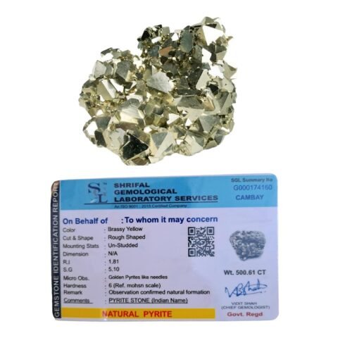 Lab Certified AAA Grade Peru Pyrite Orignal Stone Cluster Geodes for Willpower Success Wealth and Abundance (66 Grams)