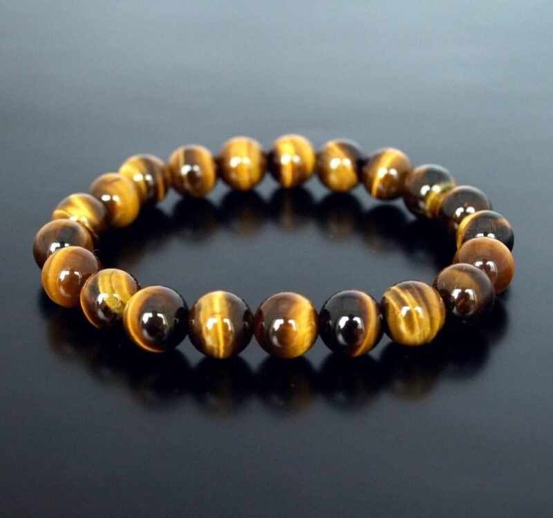 Divinity Tiger Eye Natural Pure Certified 8mm Unisex Bracelet Super AAA Quality for Healing Meditation Success and Abundance (Tiger Eye Bracelet)