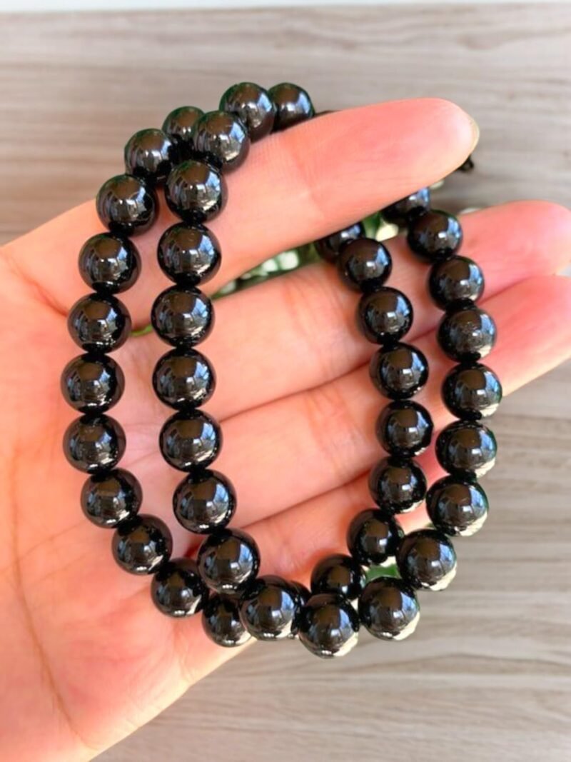 Natural Black Tourmaline Bracelet 8mm Stretchable Original Semi Precious Gemstone Bracelet For Grounding, Protection, Removing Negativity For Men & Women - Image 5