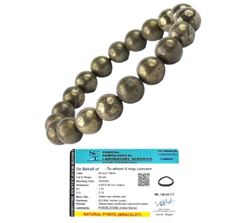 AAA Quality Natural Original Pyrite Bracelet Real Crystal 8mm Original Real Unisex Bracelet - Money Magnet For Prosperity, Abundance & Manifestation