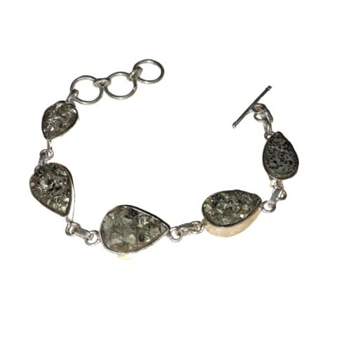 Pyrite Geode Original 5 In 1 Certified Stylish Chain Unisex Bracelet To Attract Wealth Prosperity And Good Luck