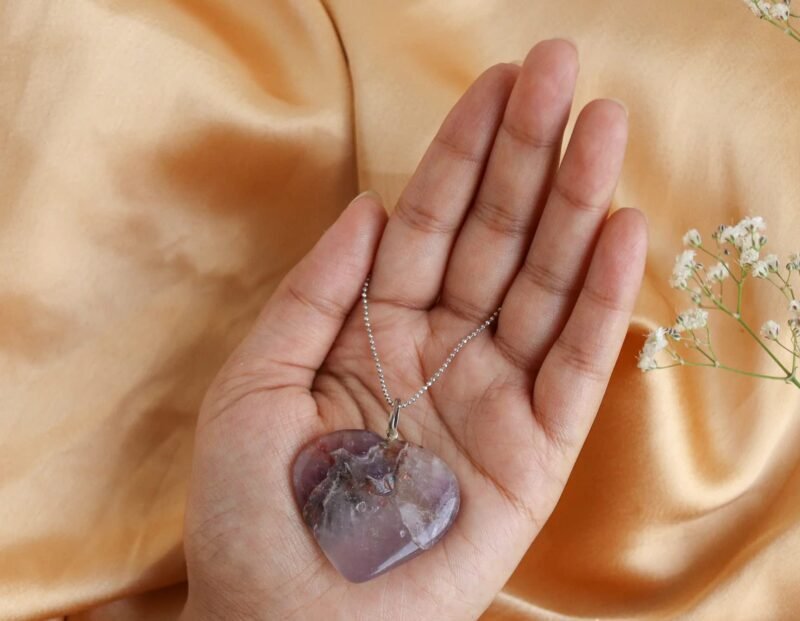Genuine Amethyst Heart pendant | Amethyst crystal Mini Heart Healing pendant for Memory Power and Crown Chakra Healing and Meditation