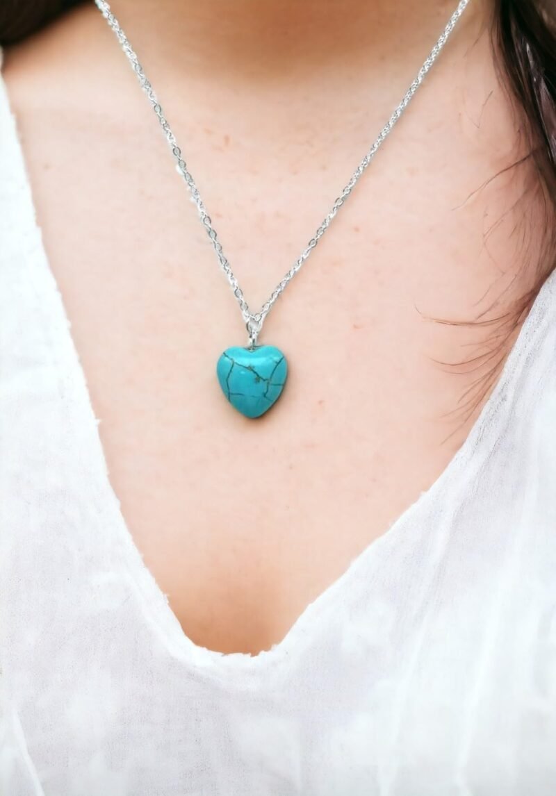 Divine Turquoise Love Heart Necklace, Boho Jewellery, Dainty Gemstone Necklace, Heart Necklace, Turquoise Jewellery