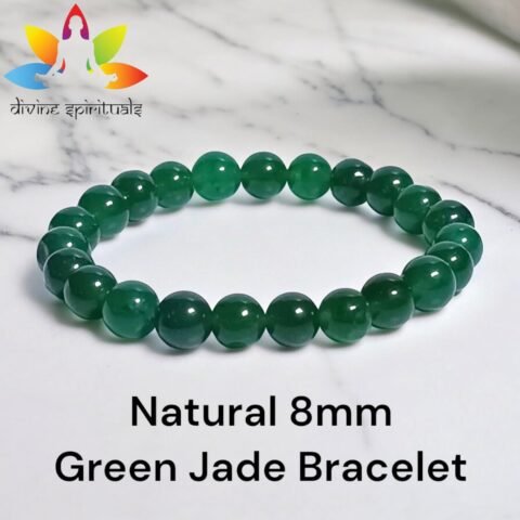 Lab Certified AAA Grade Natural Green Jade Unisex Bracelet 8mm Stretchable Original Real Crystal 'Stone of Good Luck' Bracelet For Peace & Manifestation