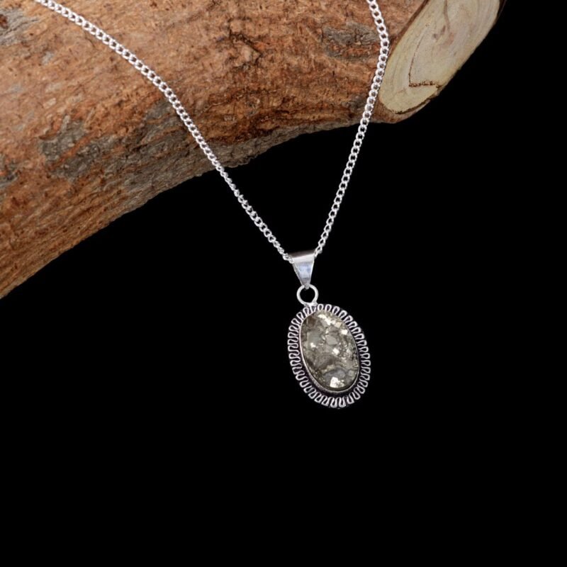 Natural Golden pyrite Crystal Unisex Certified pendant for Wealth, Prosperity and Good Luck