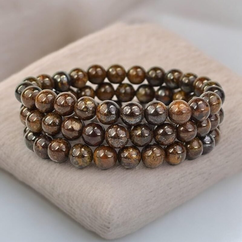 Natural Bronzite Bracelet Lab Certified AAA Grade 8mm Stretchable Original Real Crystal Bracelet For Grounding, and Root Chakra Balancing