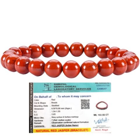 Natural Red Jasper Bracelet Lab-Certified AAA Grade 8mm Stretchable Original Unisex Bracelet for Root Chakra, Strength, Manifestation & Grounding Energy
