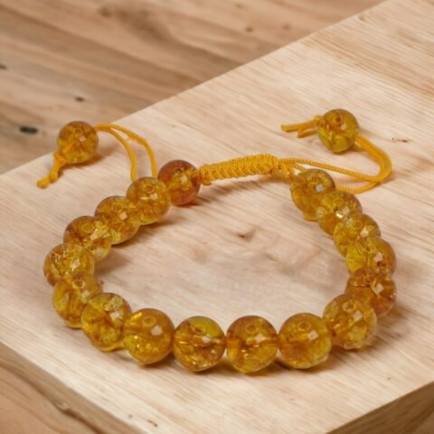 Natural Citrine Crystal 10mm Certified Adjustable Thread Bracelet for Healing and Meditation - Manifest Abundance, Positivity, Good Luck, Health and Wealth