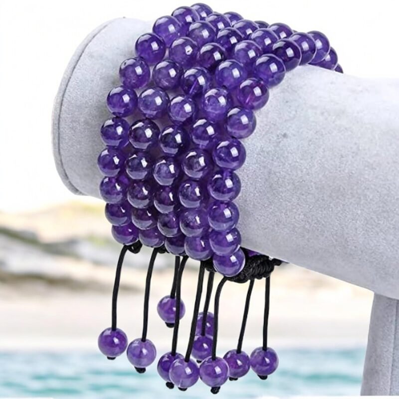 Natural Amethyst Bracelet Lab-Certified AAA Grade 8mm Thread Macrame Adjustable Original Unisex Crystal Bracelet For Luck, Manifestation & Prosperity - Image 5