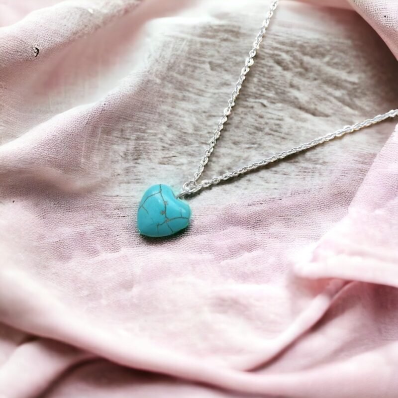 Divine Turquoise Love Heart Necklace, Boho Jewellery, Dainty Gemstone Necklace, Heart Necklace, Turquoise Jewellery