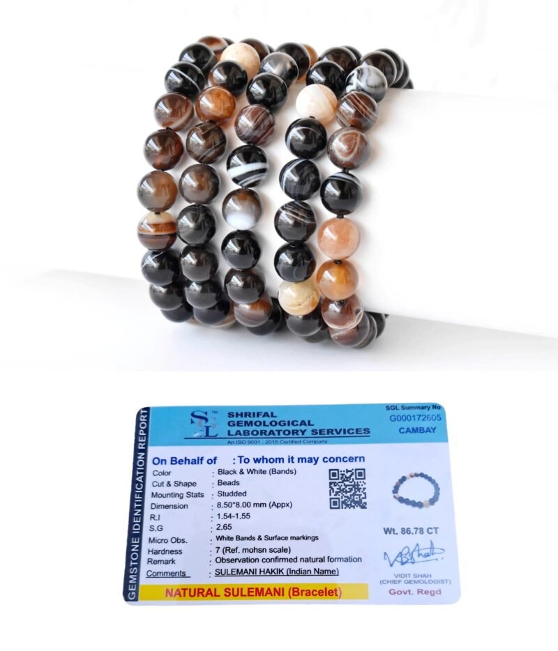 Balance Chakras with Natural Crystal Certified healing bracelets. Stretchable Original - 8MM beads Bracelets for men & women.(Sulemani Hakik Bracelet)