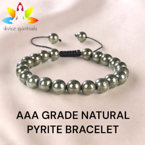 Premium Pyrite Adjustable Thread Bracelet Lab-Certified AAA Grade 8mm Handmade Bracelet Original Real Pyrite For Prosperity, Abundance & Manifestation For Men & Women