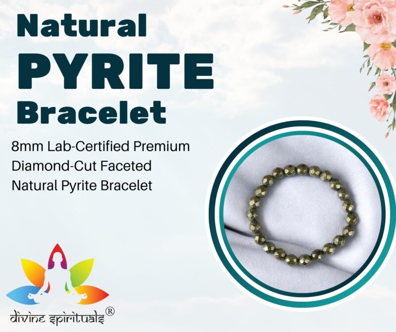 Natural Pyrite Bracelet AAA Grade Lab-Certified Original Stretchable 8mm Diamond-cut Faceted Real Crystal Unisex Bracelet For Prosperity, Abundance & Manifestation