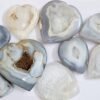 Divinity Hand Carved Original Crystals Healing Stone Hearts Agate Druzy Geode Hearts - Worry / Palm Stone for Chakra Balancing Good Luck Love Abundance and Harmony