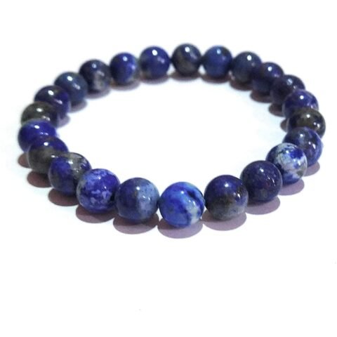 Natural Real Crystal Certified 8 mm Bracelet for Men and Women for Good Luck, Love, Abundance, Healing and Meditation (Natural Lapis Lazuli Bracelet)
