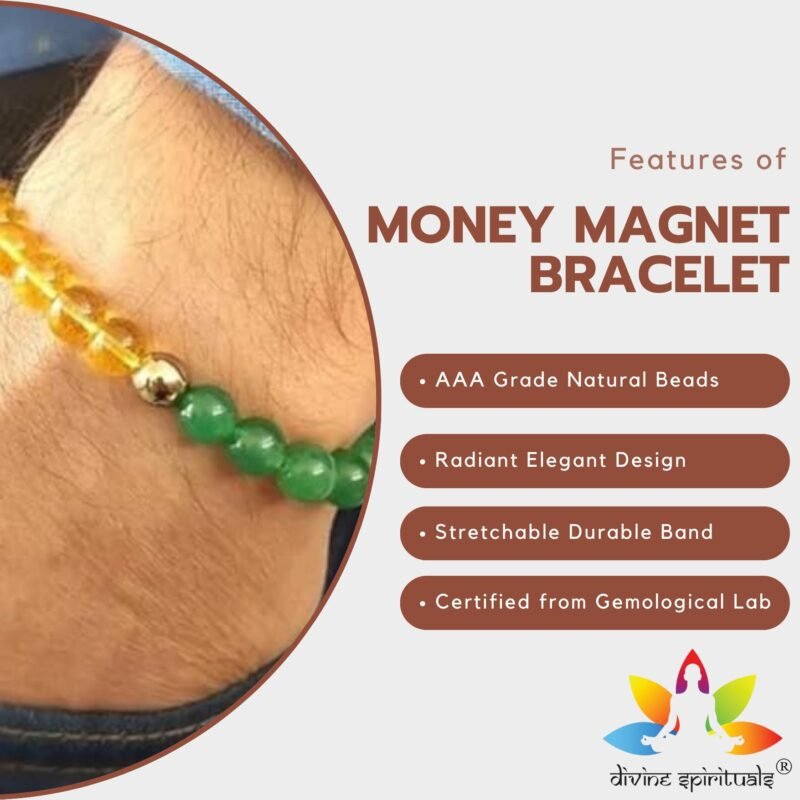 Natural Money Magnet Bracelet AAA Grade Certified 8mm Unisex Stretchable Original Real Crystal Bracelet For Wealth, Prosperity, Abundance & Manifestation