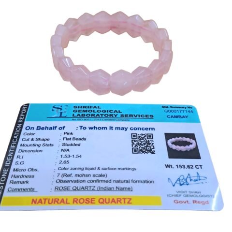 Divinity Crystals Natural Rose Quartz Pure Flat Bead Faceted Crystal Certified 10 mm Bracelet for Men and Women for Good Luck, Love, Abundance, Healing and Meditation (Natural Rose Quartz Bracelet)