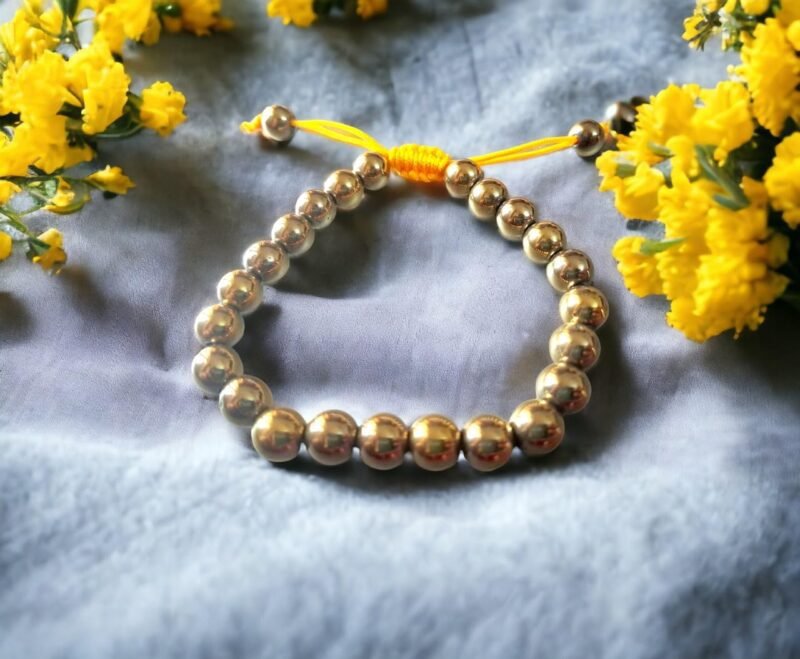Premium Golden Pyrite Bracelet Lab-certified 8mm Adjustable Thread Bracelet For Men & Women For Prosperity, Abundance & Manifestation