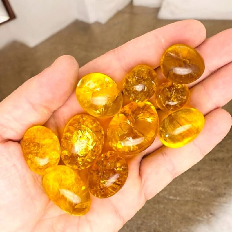 Natural Citrine Tumble Premium AAA Grade Original Crystal for Luck, Prosperity, Abundance for Meditation, Yoga, Healing (Pack of One Tumble)