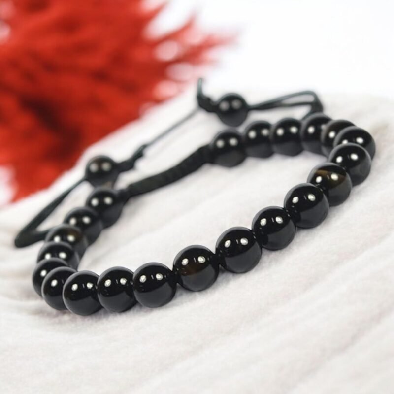 Natural Black Onyx Bracelet 8mm Original Certified Adjustable Macrame Thread Unisex Real Crystal Bracelet For Peace, Manifestation & Root Chakra - Image 5