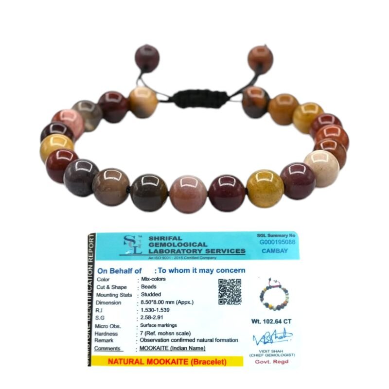 Natural Mookaite (Mook Jasper) Bracelet Macrame Thread Lab Certified Original 8mm Adjustable Unisex Crystal Bracelet For Balance, Grounding & Manifestation